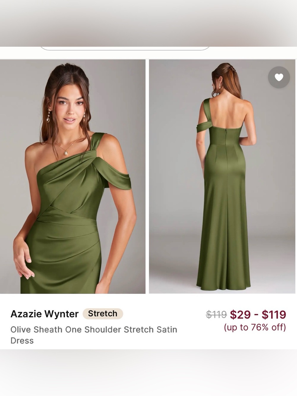 Azazie Olive Green One-Shoulder Slit Gown